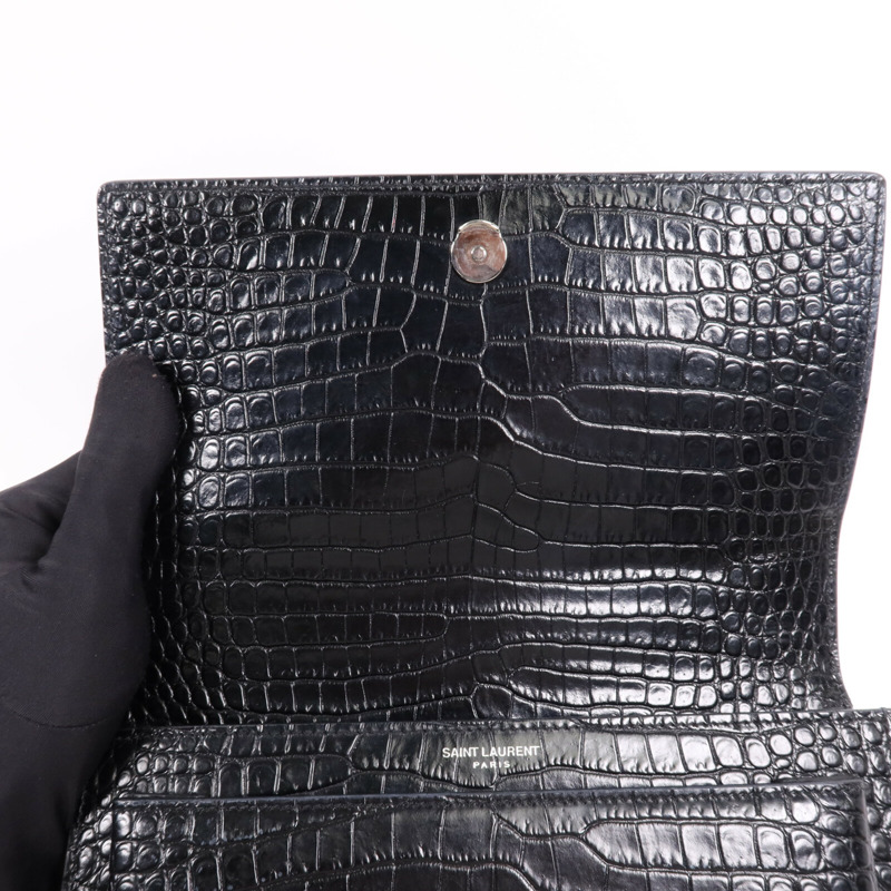 SAINT LAURENT 牛皮皮革Sunset Medium銀扣鏈帶肩背袋-4