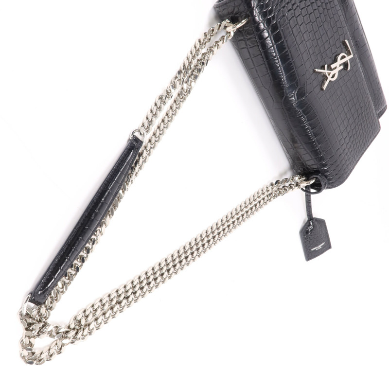 SAINT LAURENT 牛皮皮革Sunset Medium銀扣鏈帶肩背袋-8