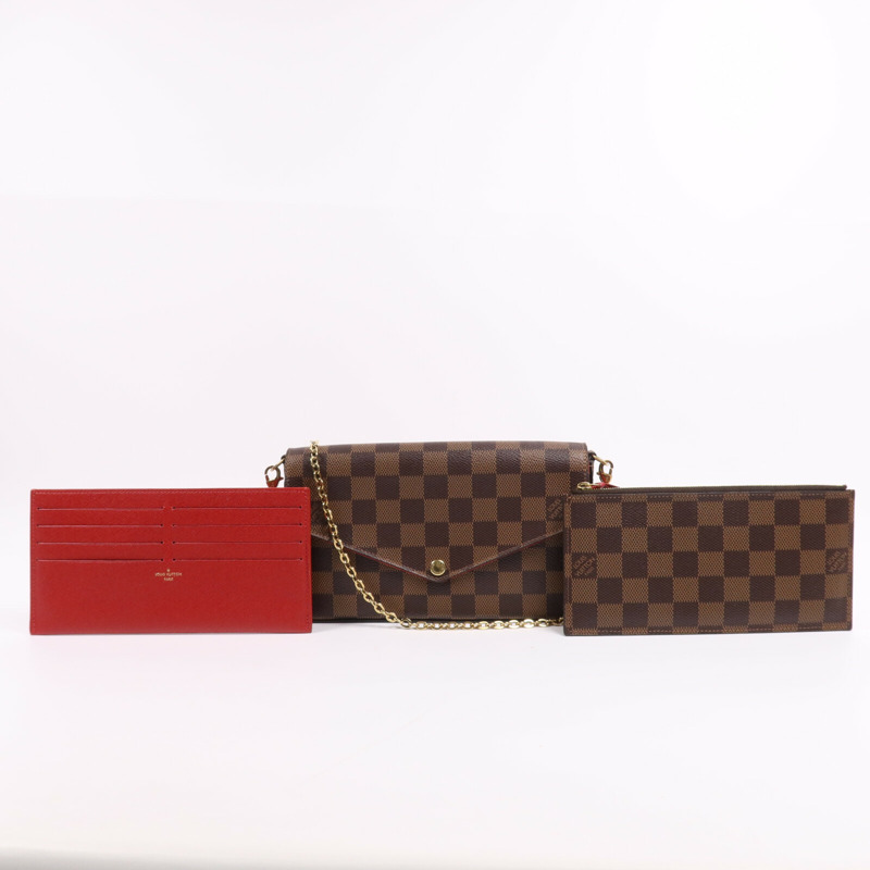 LOUIS VUITTON Damier Ebene Pochette Felicie金扣肩背袋-7