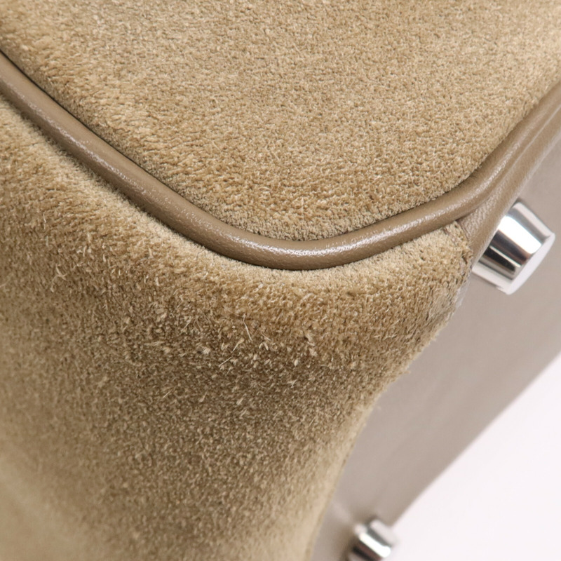 HERMES Swift/麂皮皮革Lindy 26銀扣手挽肩背兩用袋Etoupe-7