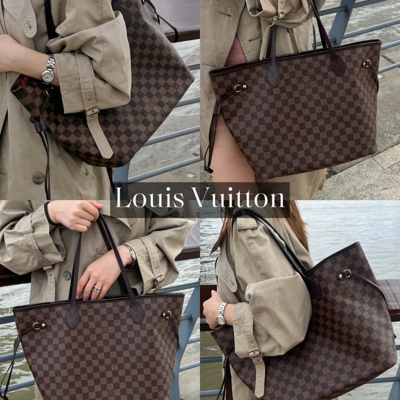LOUIS VUITTON Neverfull tote - MM棋盤格-8