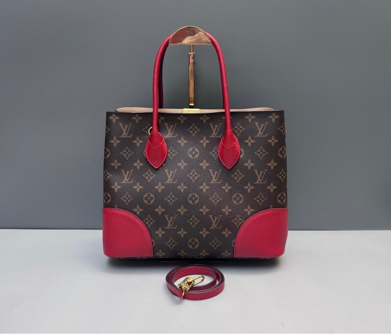 LV路易威登 Flandrin老花拼紅色牛皮tote手提包-1