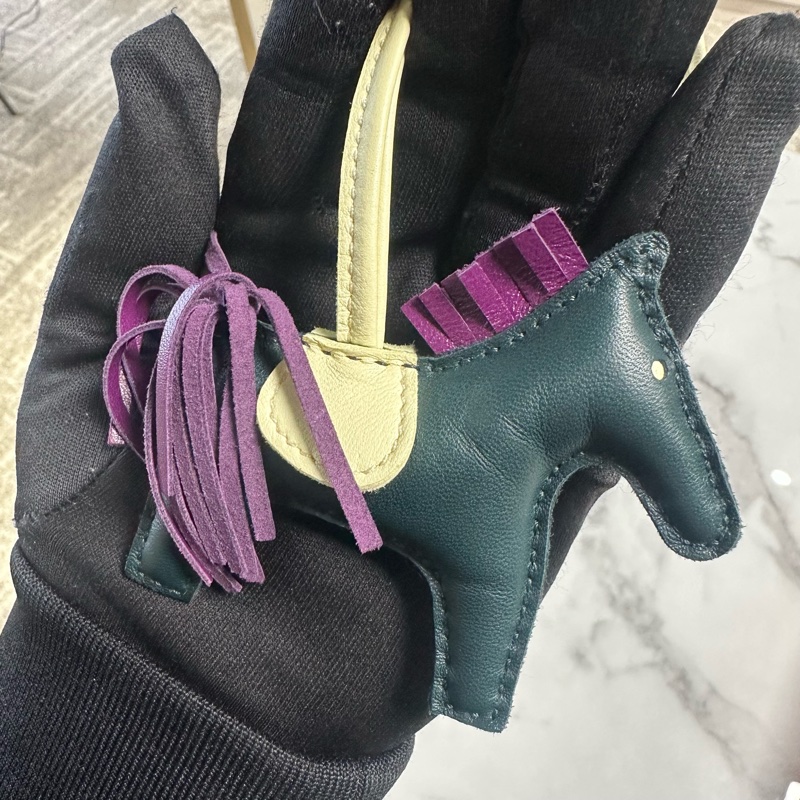 HERMES爱马仕 Rodeo 13 小马造型 Milo小羊皮 包周边 女款 柏树绿拼紫色拼弥尔顿黄-0