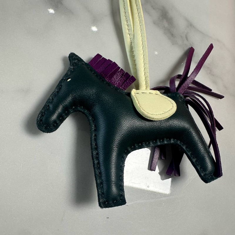 HERMES爱马仕 Rodeo 13 小马造型 Milo小羊皮 包周边 女款 柏树绿拼紫色拼弥尔顿黄-1