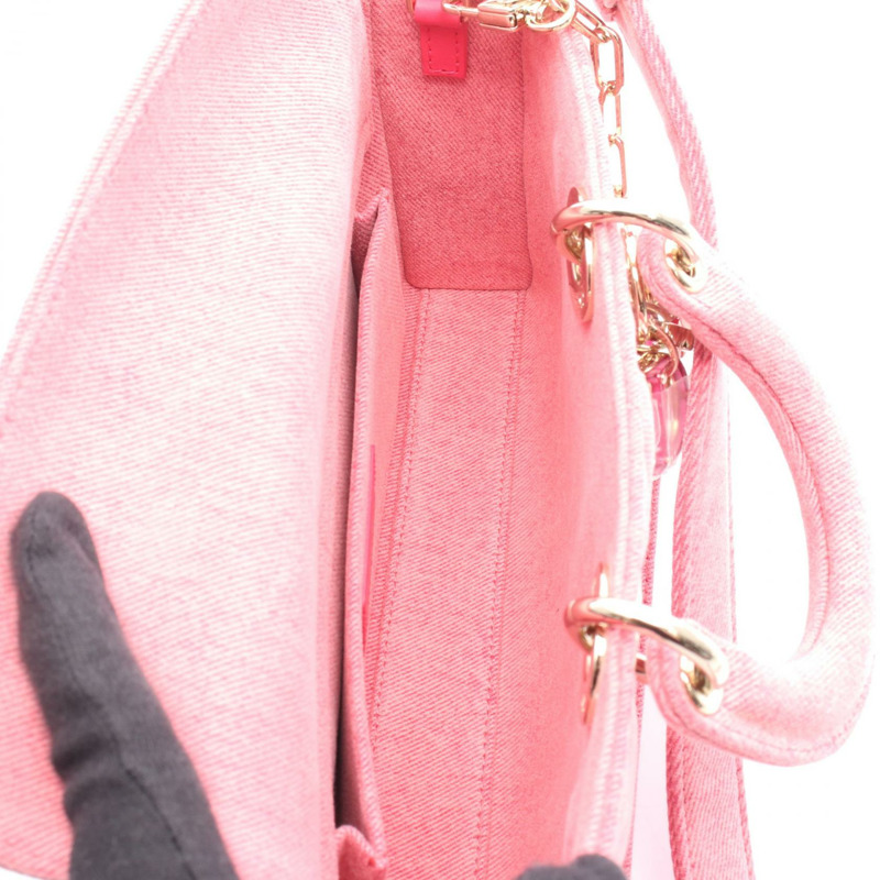 Dior Lady D-Joy 中 Cannage 單肩斜挎包 牛仔粉色 二手 女士-2