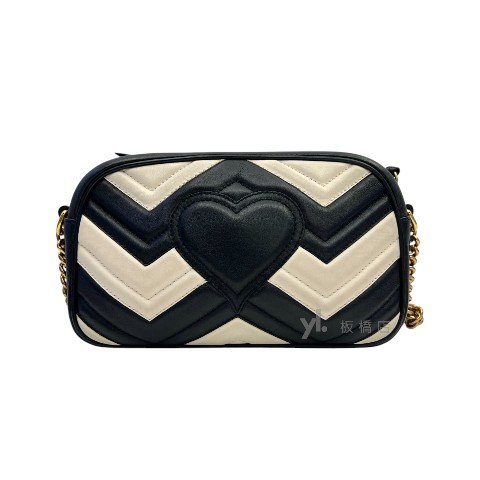 Gucci包包 Marmont黑白山型紋相機包447632-3