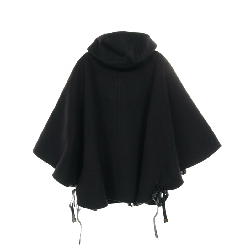 路易威登 Monogram 圖案披肩大衣 FIC017QWE 羊毛黑色二手女款 38 碼-1