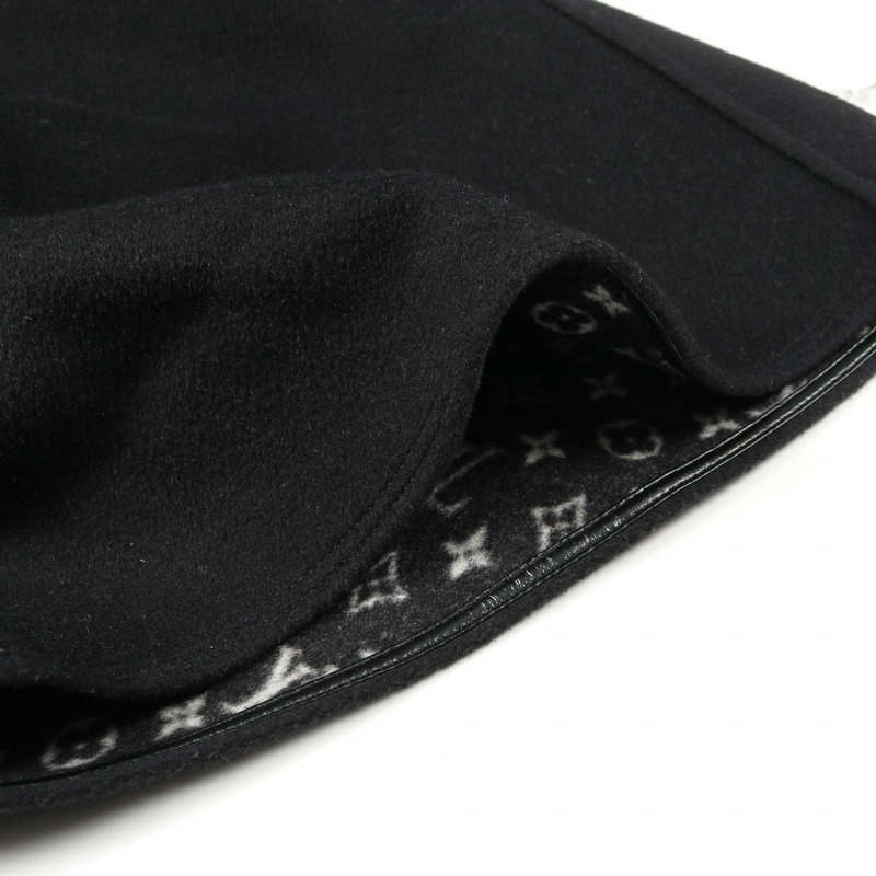 路易威登 Monogram 圖案披肩大衣 FIC017QWE 羊毛黑色二手女款 38 碼-5