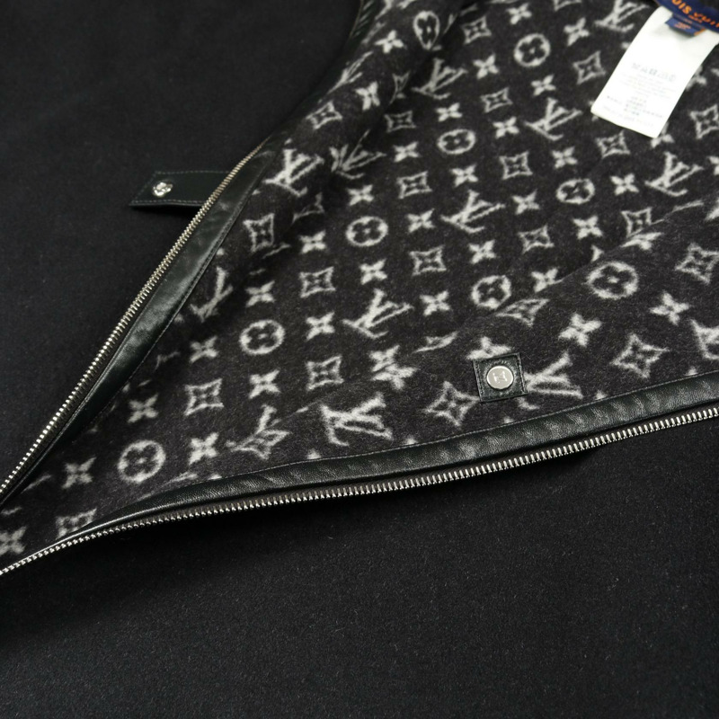 路易威登 Monogram 圖案披肩大衣 FIC017QWE 羊毛黑色二手女款 38 碼-6