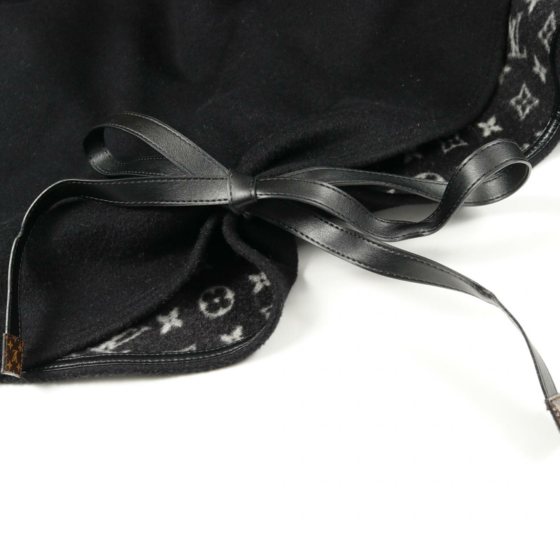 路易威登 Monogram 圖案披肩大衣 FIC017QWE 羊毛黑色二手女款 38 碼-7