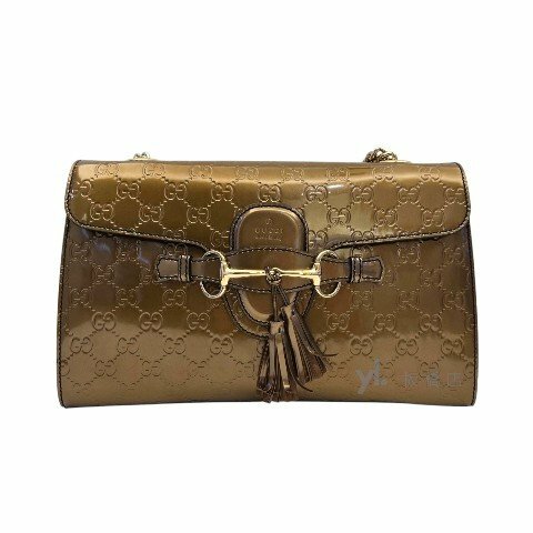 Gucci包包 青銅色壓紋漆皮肩背包295402