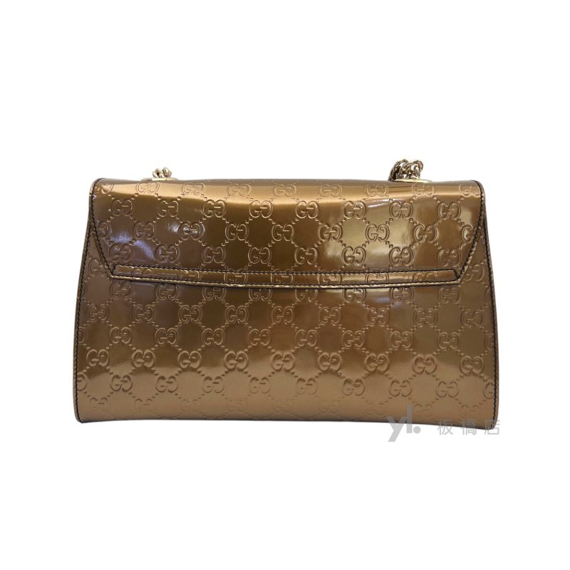 Gucci包包 青銅色壓紋漆皮肩背包295402-3