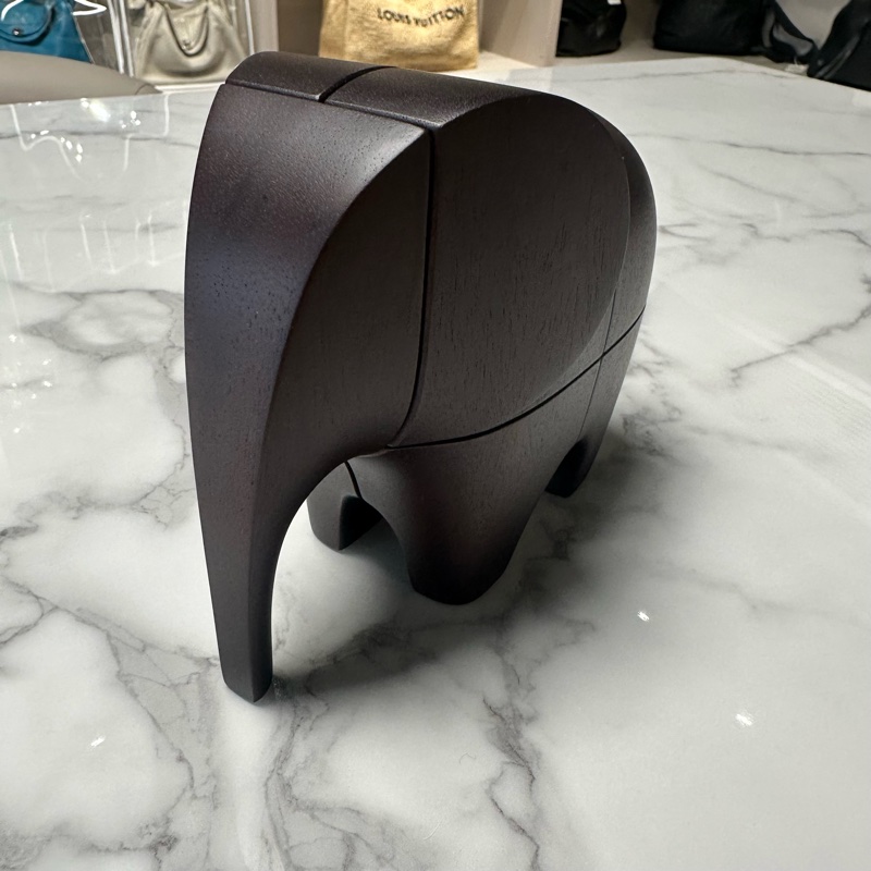 HERMES爱马仕 Lao 积木拼图纸镇 桌面 13cm 摆件 乌木棕色-1