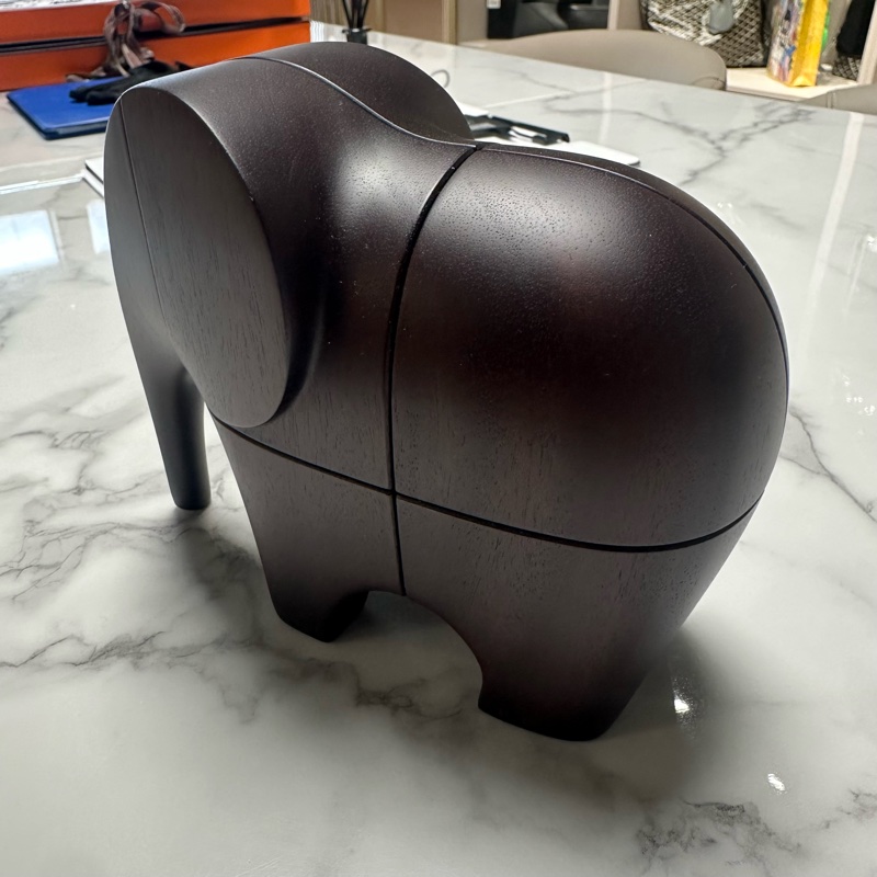 HERMES爱马仕 Lao 积木拼图纸镇 桌面 13cm 摆件 乌木棕色-2