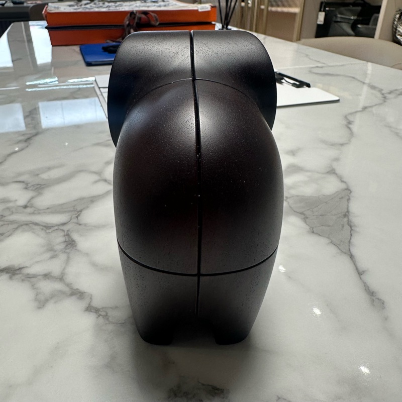 HERMES爱马仕 Lao 积木拼图纸镇 桌面 13cm 摆件 乌木棕色-3