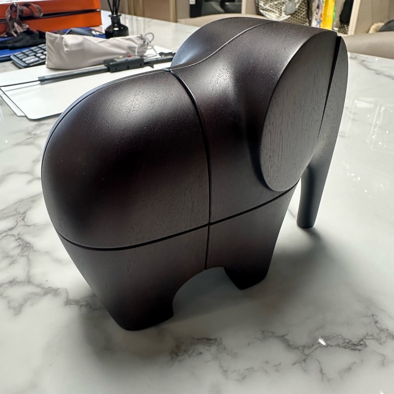 HERMES爱马仕 Lao 积木拼图纸镇 桌面 13cm 摆件 乌木棕色-4