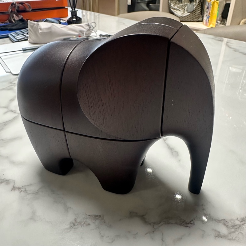 HERMES爱马仕 Lao 积木拼图纸镇 桌面 13cm 摆件 乌木棕色-5