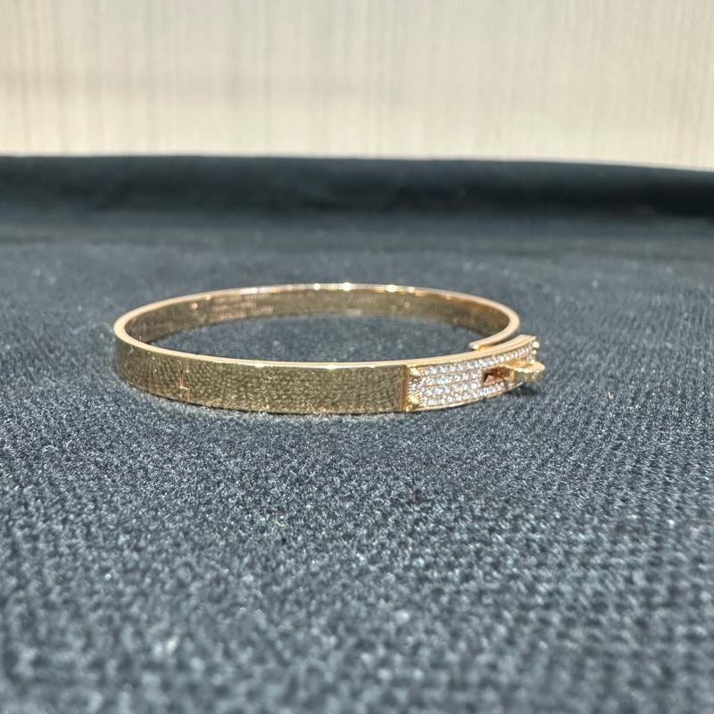 HERMES爱马仕 Kelly 精致镶钻 18K玫瑰金 手镯 女款-1