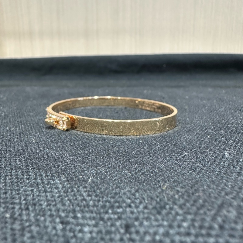 HERMES爱马仕 Kelly 精致镶钻 18K玫瑰金 手镯 女款-2