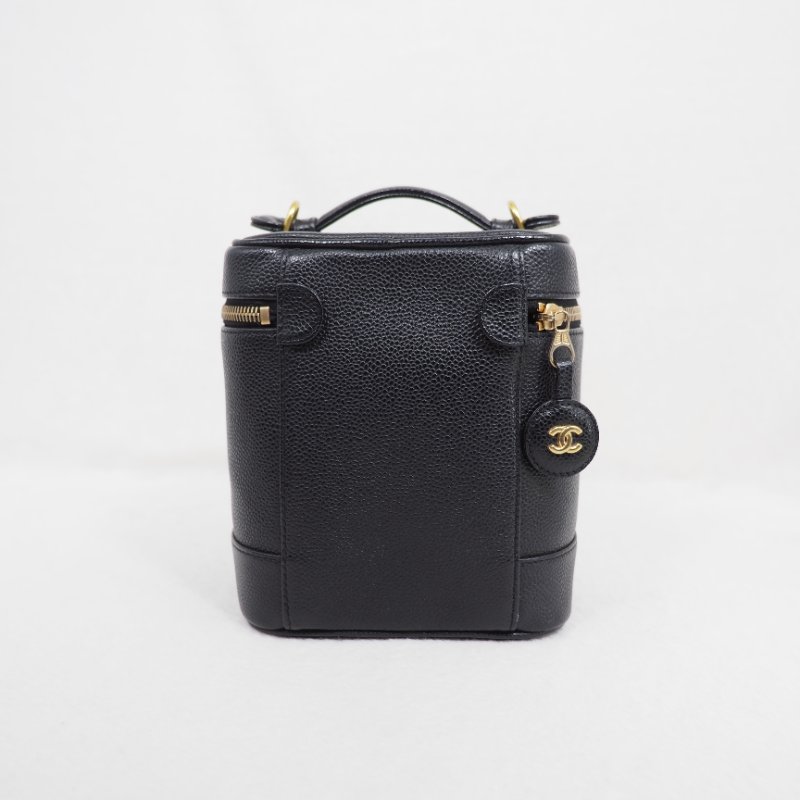CHANEL 荔枝皮黑金直身 vanity Box-1