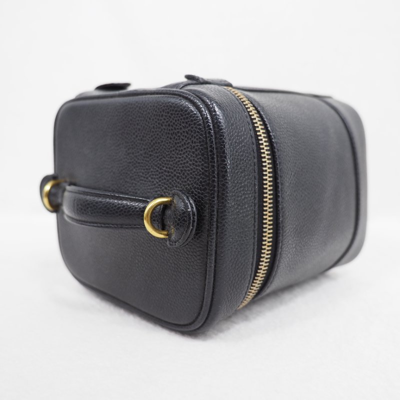 CHANEL 荔枝皮黑金直身 vanity Box-10