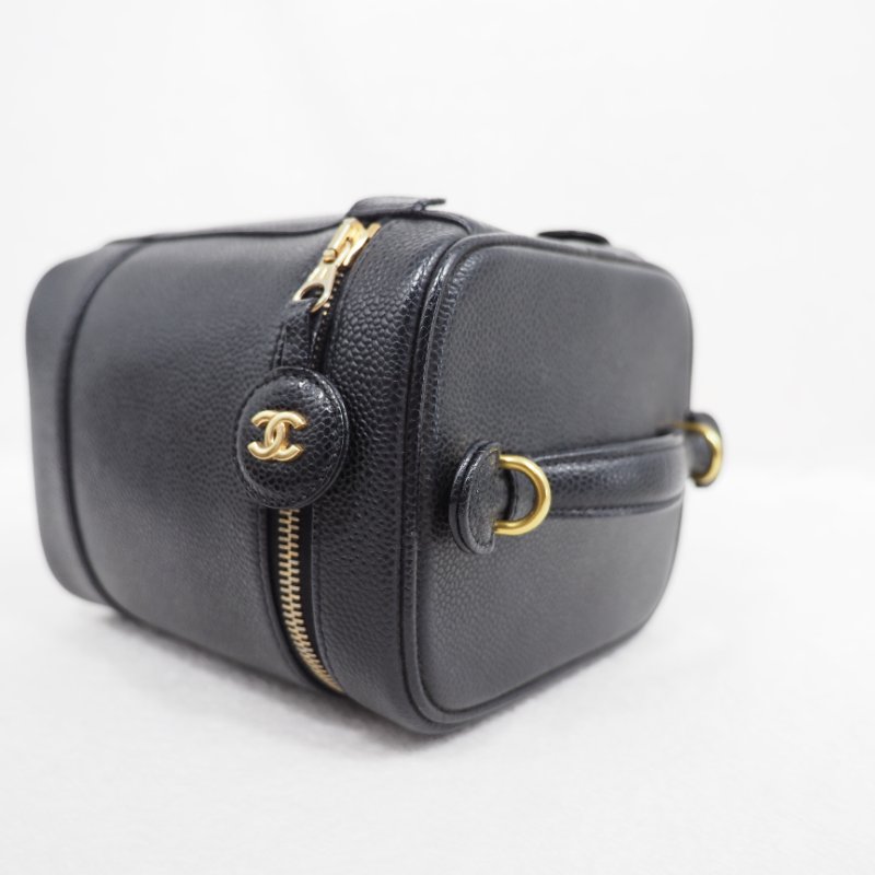 CHANEL 荔枝皮黑金直身 vanity Box-11
