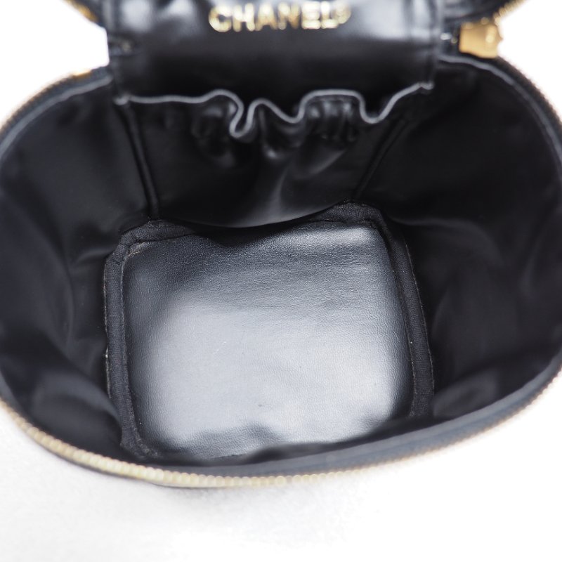 CHANEL 荔枝皮黑金直身 vanity Box-12