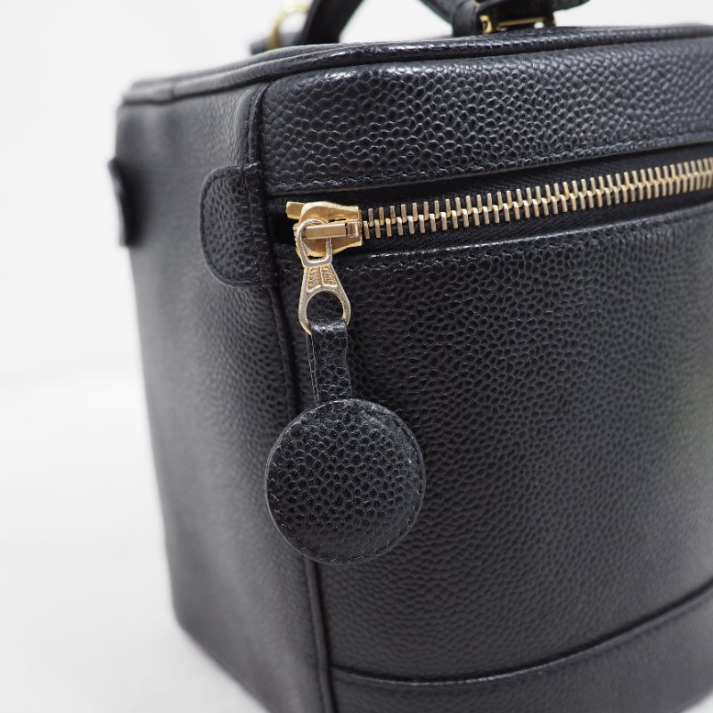 CHANEL 荔枝皮黑金直身 vanity Box-14