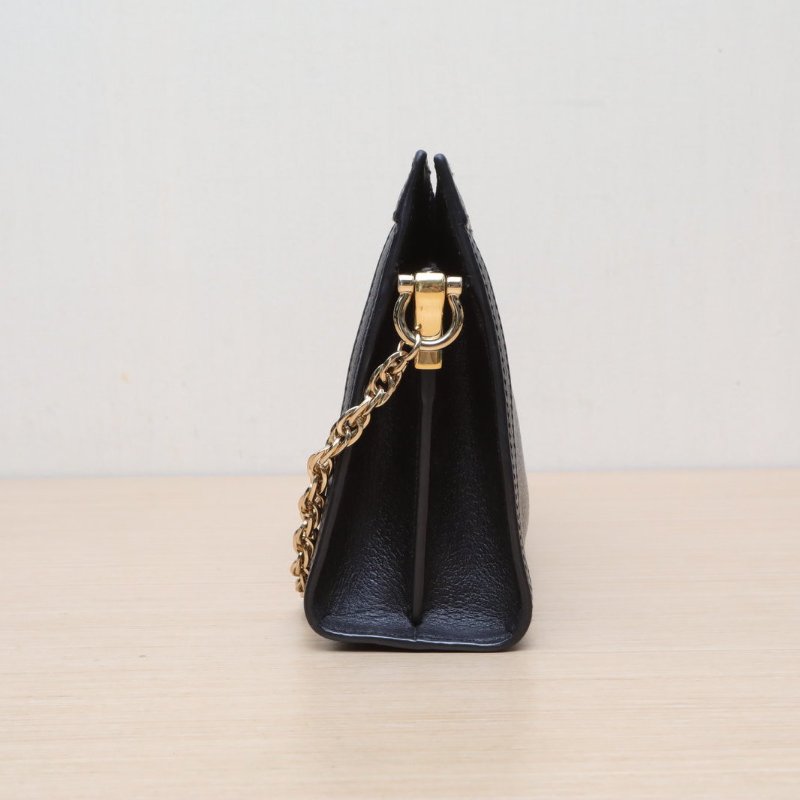 GUCCI OphidiaGG全皮鏈條包小號黑色牛皮金扣肩背包-3