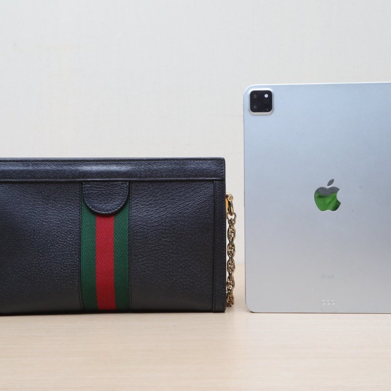 GUCCI OphidiaGG全皮鏈條包小號黑色牛皮金扣肩背包-4