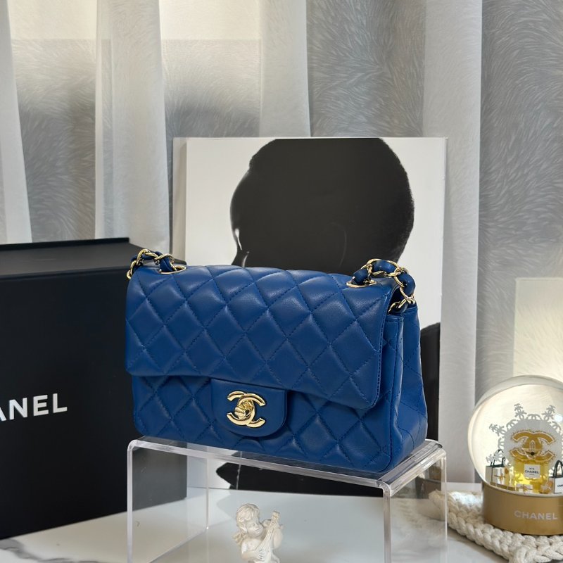 CHANEL 經典口蓋包 Mini CF20 - 寶藍金24開-3