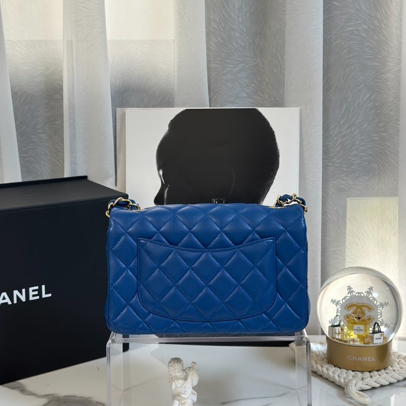 CHANEL 經典口蓋包 Mini CF20 - 寶藍金24開-4