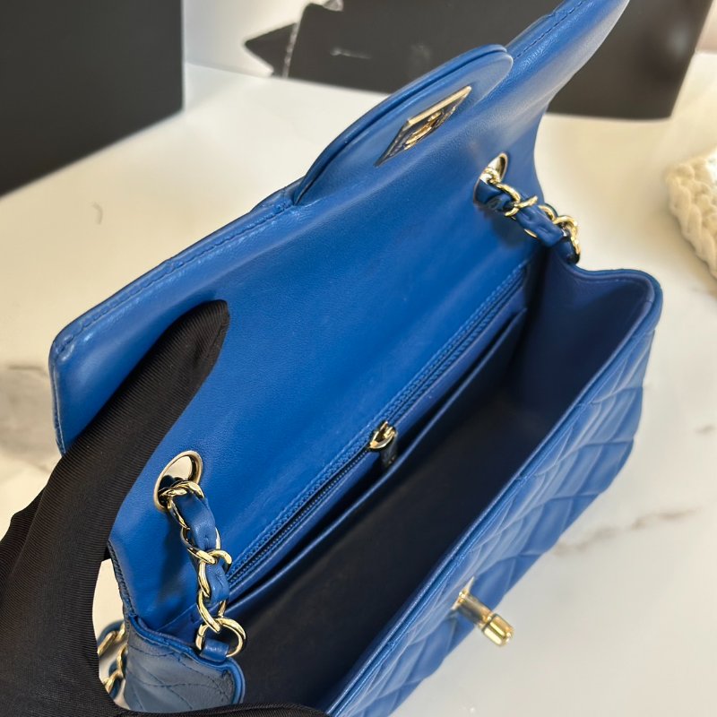 CHANEL 經典口蓋包 Mini CF20 - 寶藍金24開-5