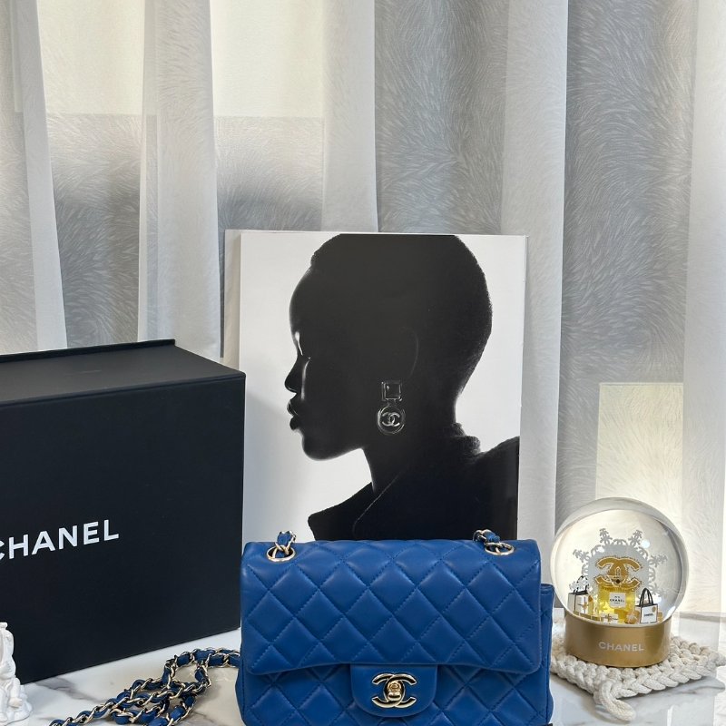 CHANEL 經典口蓋包 Mini CF20 - 寶藍金24開-6