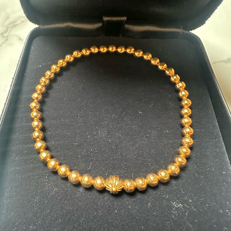 Chrome Hearts克罗心 22K金2mm全金手串 满金珠十字花球金珠手串-0