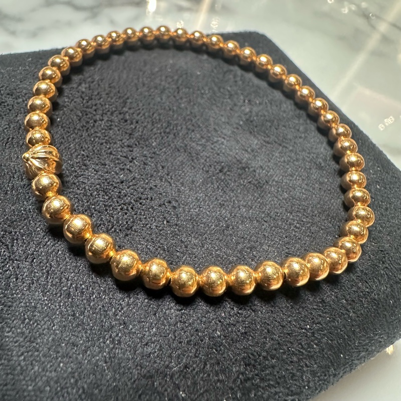 Chrome Hearts克罗心 22K金2mm全金手串 满金珠十字花球金珠手串-2