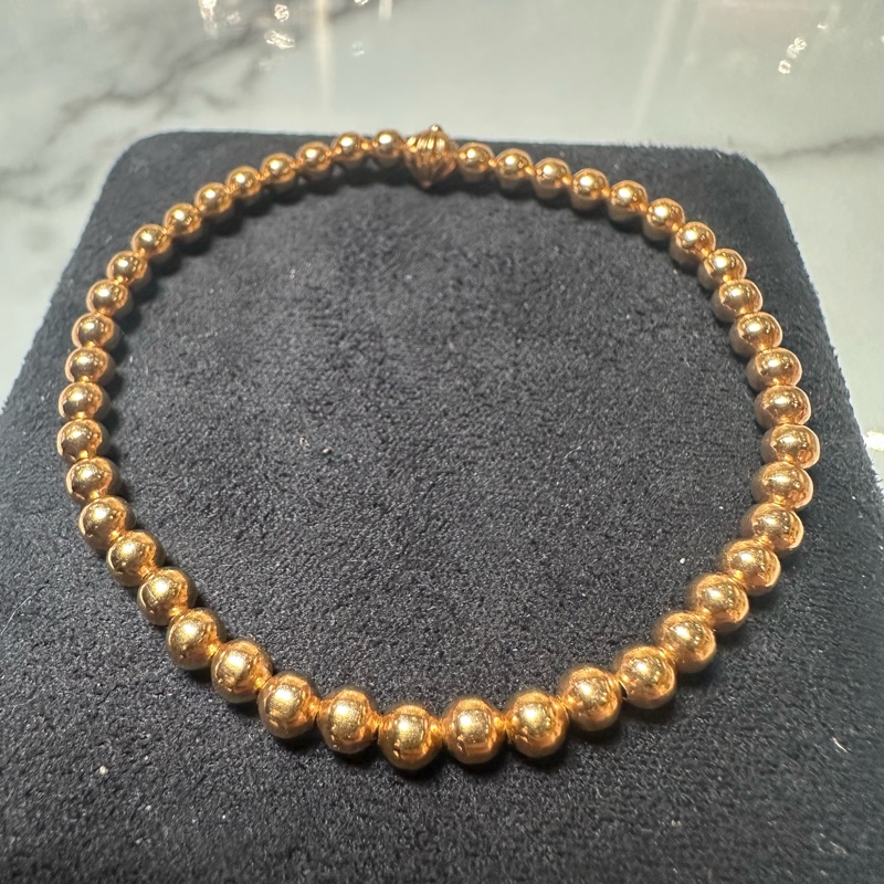 Chrome Hearts克罗心 22K金2mm全金手串 满金珠十字花球金珠手串-3