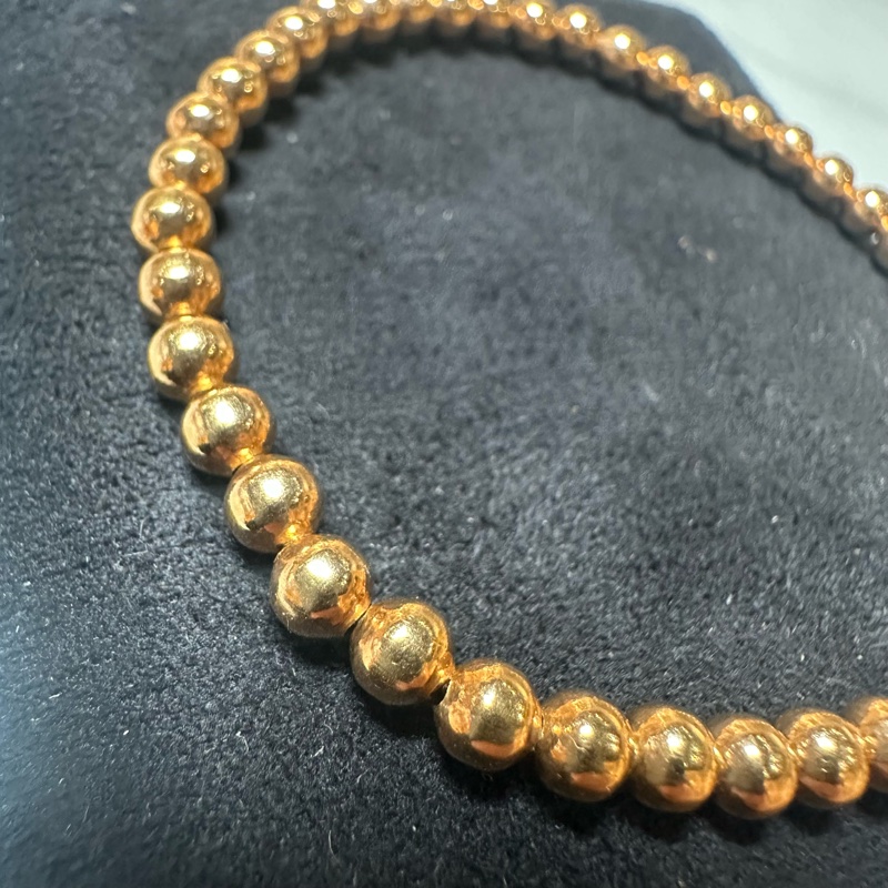 Chrome Hearts克罗心 22K金2mm全金手串 满金珠十字花球金珠手串-5