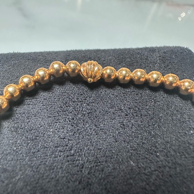 Chrome Hearts克罗心 22K金2mm全金手串 满金珠十字花球金珠手串-7