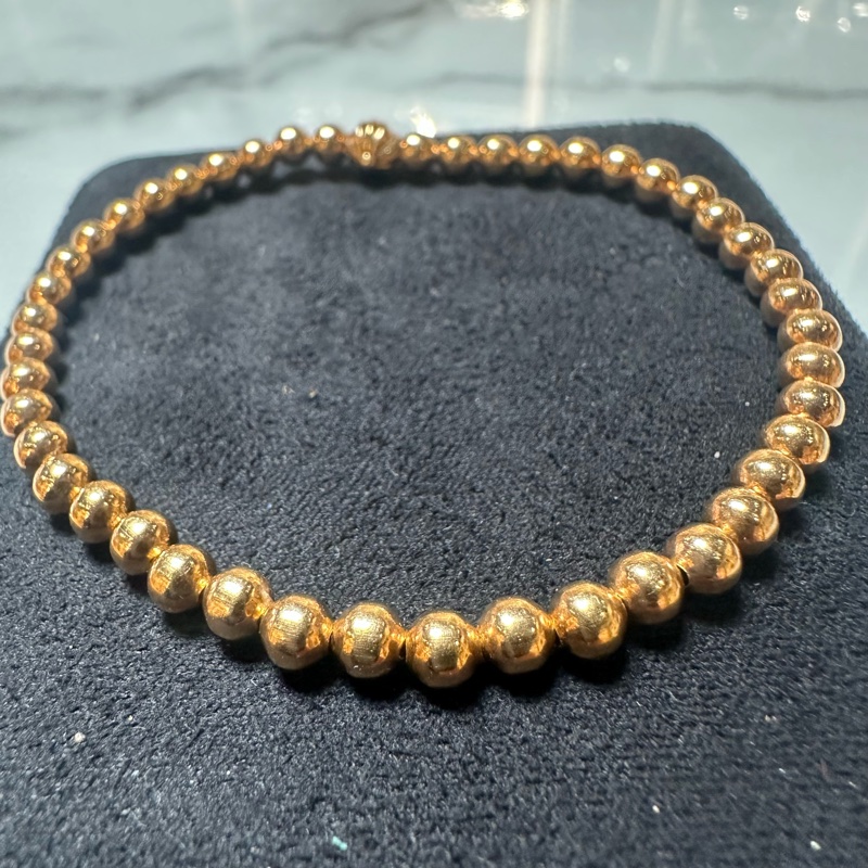 Chrome Hearts克罗心 22K金2mm全金手串 满金珠十字花球金珠手串-8