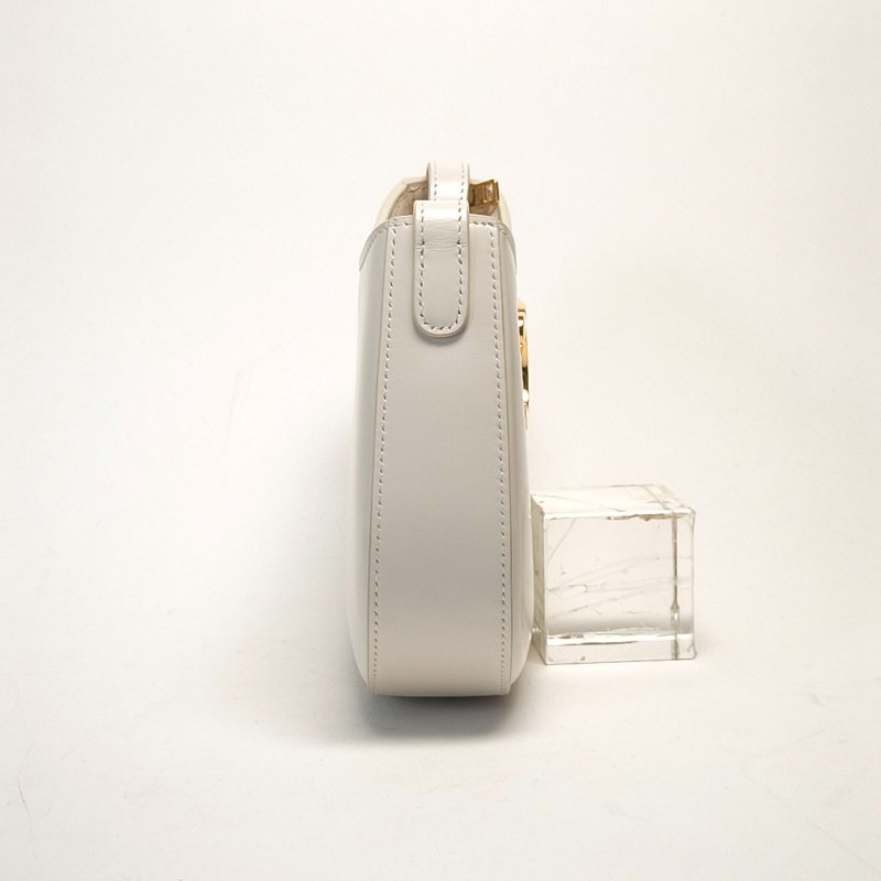 CELINE 白色牛皮Tilly凱旋門腋下包金屬鎖扣肩背包-2