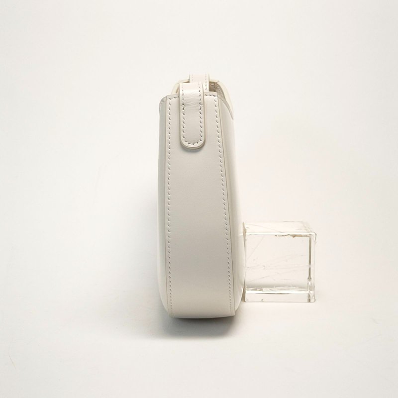 CELINE 白色牛皮Tilly凱旋門腋下包金屬鎖扣肩背包-3