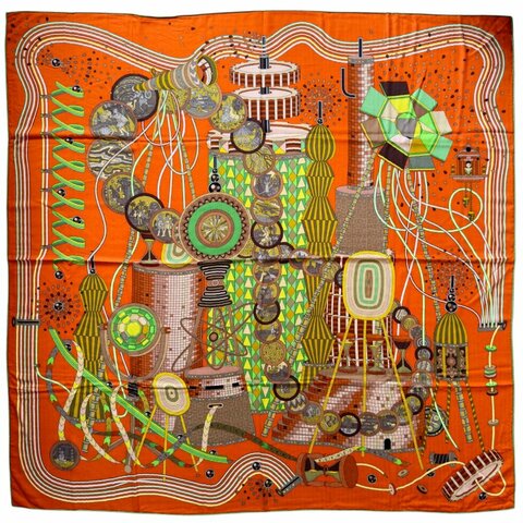 HERMES Le Laboratoire du Temps shawl 140 時光實驗室 羊絨 圍巾