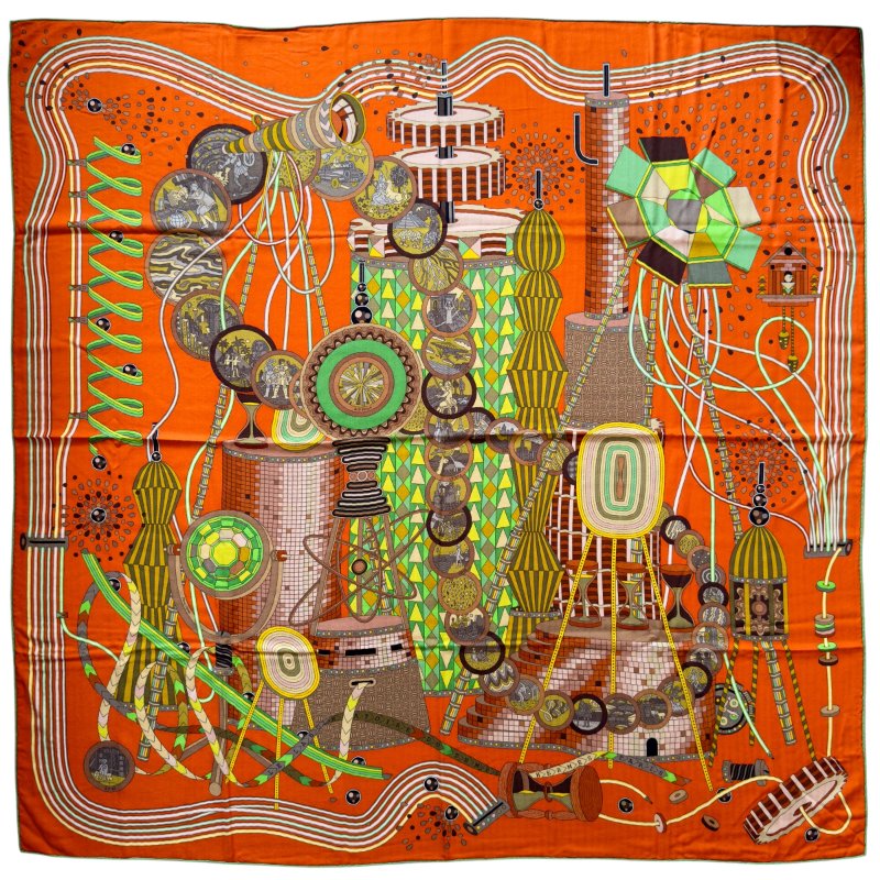 HERMES Le Laboratoire du Temps shawl 140 時光實驗室 羊絨 圍巾-0