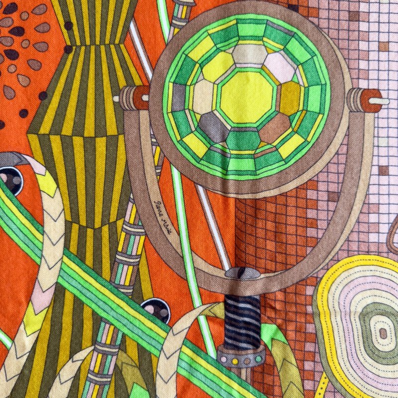 HERMES Le Laboratoire du Temps shawl 140 時光實驗室 羊絨 圍巾-4