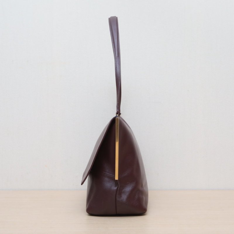 CELINE 酒紅色牛皮Flapclasp單肩斜挎包肩背包-2