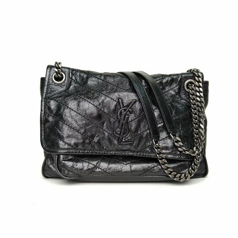 SAINT LAURENT Niki中號28黑色牛皮黑扣肩背包