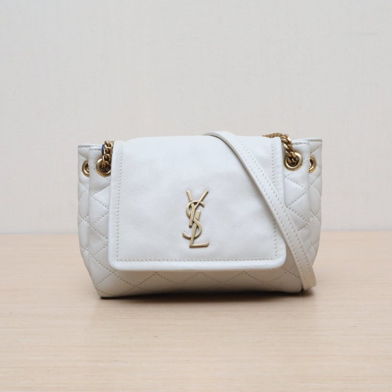 SAINT LAURENT NolitaMini18珍珠灰羊皮金扣肩背包-1