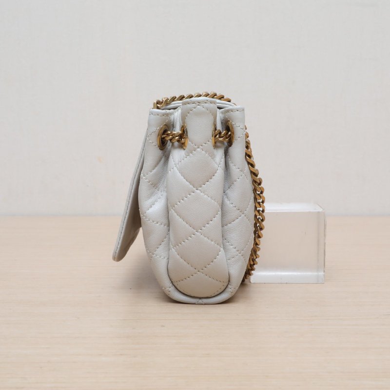 SAINT LAURENT NolitaMini18珍珠灰羊皮金扣肩背包-2