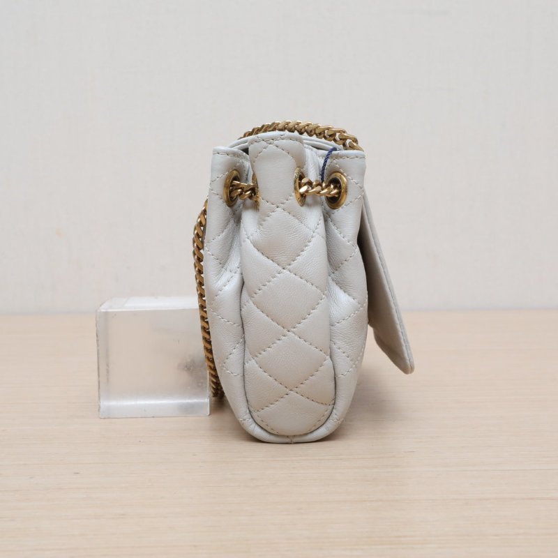 SAINT LAURENT NolitaMini18珍珠灰羊皮金扣肩背包-3